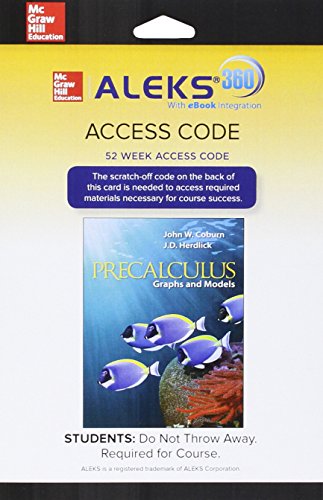Aleks 360 Access Card 52 Weeks For Coburn Precalculus Graphs & Models