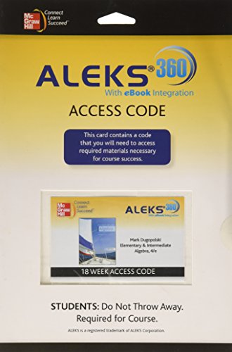 Aleks 360 Access Card 18 Weeks For Elementary & Intermediate Algebra 4e
