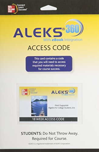 Aleks 360 Access Card 18 Weeks For Algebra For College Students 6e