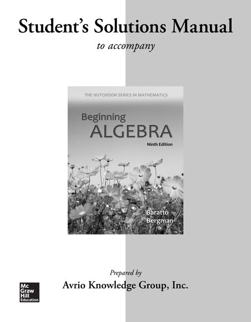 Student Solutions Manual For Beginning Algebra 9e