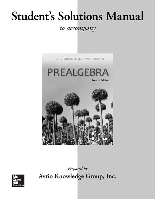 Student Solutions Manual For Prealgebra 4e