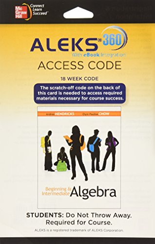 Aleks 360 Access Card 18 Weeks For Beginning & Intermediate Algebra