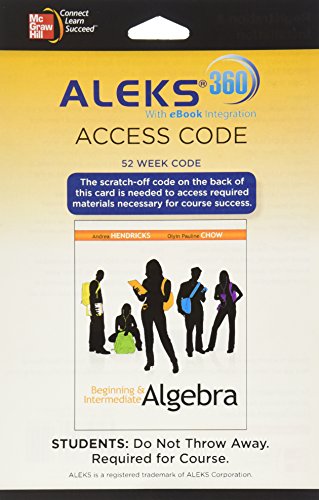 Aleks 360 Access Card 52 Weeks For Beginning & Intermediate Algebra