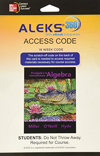 Aleks 360 Access Card 18 Weeks For Prealgebra & Introductory Algebra