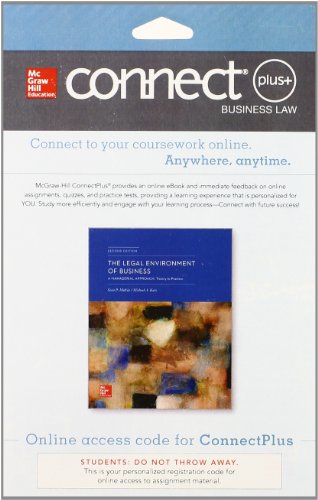 Connect 1 Semester Access Card For The Legal Environment Of Business A Managerial Approach Theory To Practice 2e