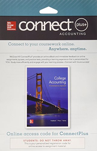 Connect 1 Semester Access Card For College Accounting A Contemporary Approach 3e