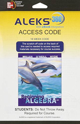Aleks 360 Access Card 18 Weeks For Beginning Algebra 4e