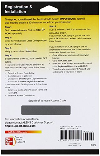 Aleks 360 Access Card 52 Weeks For Beginning Algebra 4e