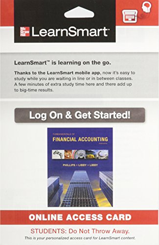 Learnsmart Access Card For Fundamentals Of Financial Accounting 4e