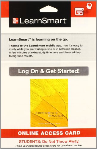 Learnsmart Introductory Spanish 720 Day Access Card For Experience Spanish