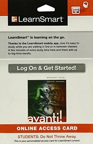 Learnsmart Introductory Italian 720 Day Access Card For Avanti 3e