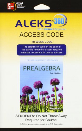 Aleks 360 Access Card 18 Weeks For Prealgebra 4e