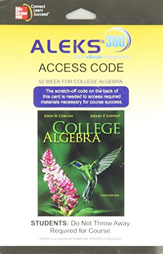 Aleks 360 Access Card 52 Weeks For College Algebra 3e