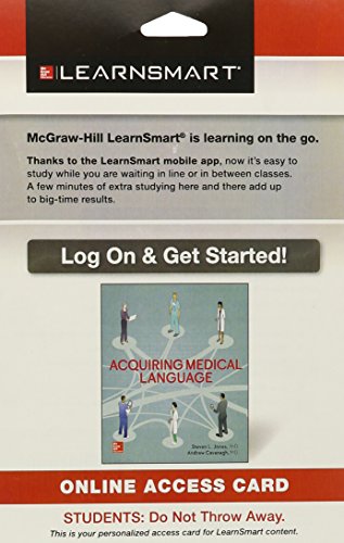Learnsmart Standalone Access Card For Acquiring Medical Language