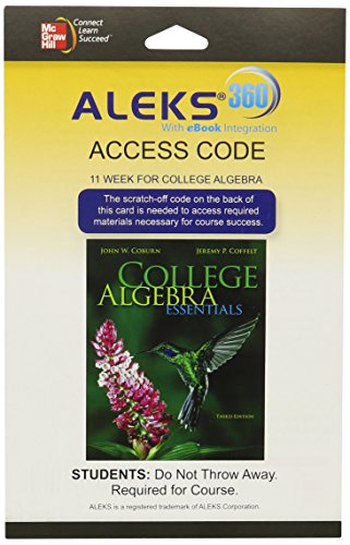 Aleks 360 Access Card 11 Weeks For College Algebra Essentials 3e