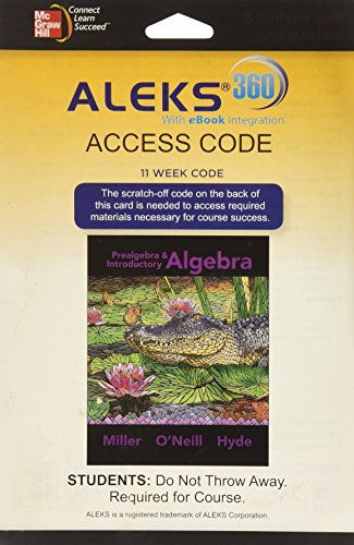 Aleks 360 Access Card 11 Weeks For Prealgebra & Introductory Algebra