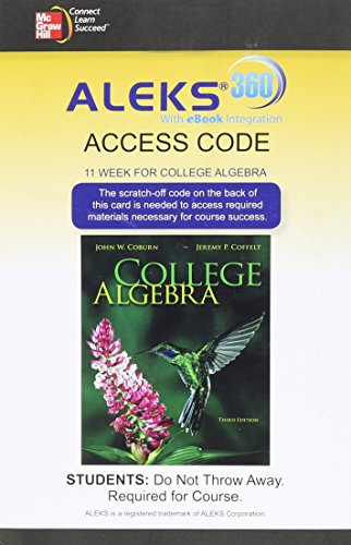 Aleks 360 Access Card 11 Weeks For College Algebra 3e