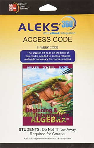 Aleks 360 Access Card 11 Weeks For Beginning & Intermediate Algebra 4e