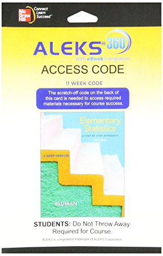 Aleks 360 Access Card 11 Weeks For Elementary Statistics A Brief Version 6e