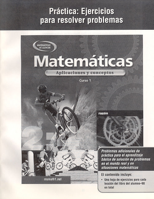 Mathematics Applications & Concepts Course 1 Spanish Practice Word Problems Workbook