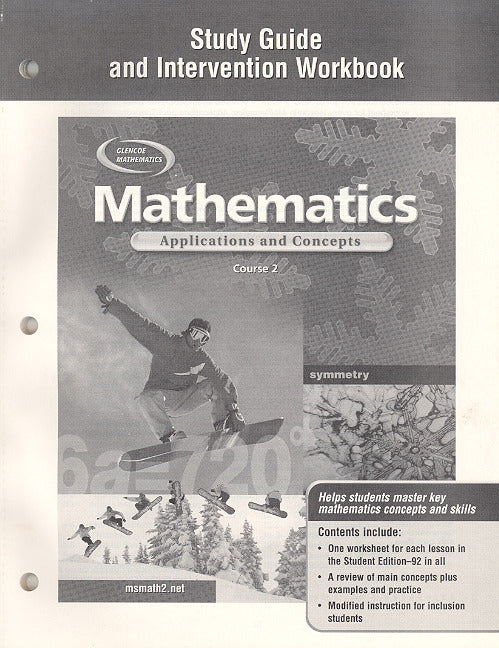 Mathematics Applications & Concepts Course 2 Study Guide & Intervention Workbook 2e