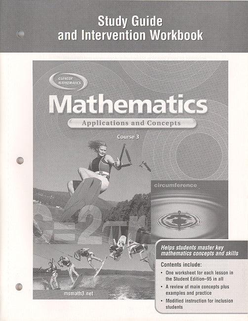 Mathematics Applications & Concepts Course 3 Study Guide & Intervention Workbook