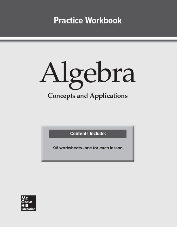 Algebra Concepts & Applications Practice Workbook