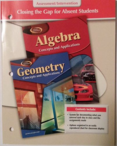 Glencoe Mathematics, Closing the Gap for Absent Students, Assessment/intervention, Algebra and Geometry [Paperback] Glencoe/McGraw-Hill