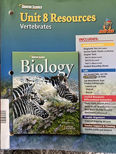 Glencoe Biology Unit 8 Resources-Vertebrates --2002 publication. [Paperback] Unknown