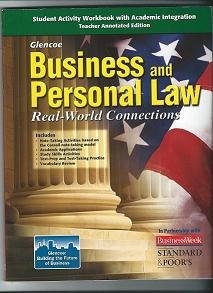 Glencoe Business and Personal Law: Real-World Connections, Teacher Annotated Edition for Student Activity Workbook [Paperback] McGraw Hill