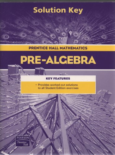 Prentice Hall Pre-Algebra Solution Key [Paperback] Pearson Prentice Hall