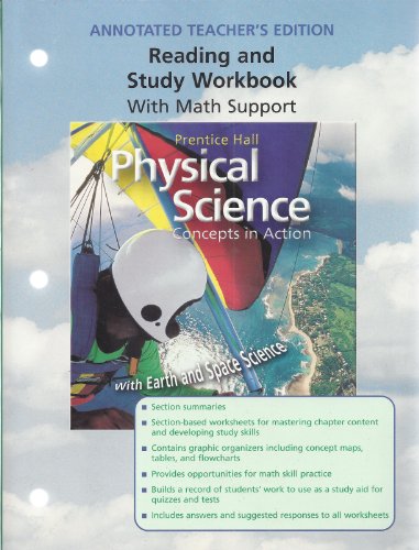 Reading and Study Workbook with Math Support [Annotated Teacher's Edition] for Prentice Hall's Physical Science [Paperback] Pearson Prentice Hall; Michael E. Wysession; Sophia Yancopoulor and David V. Frank
