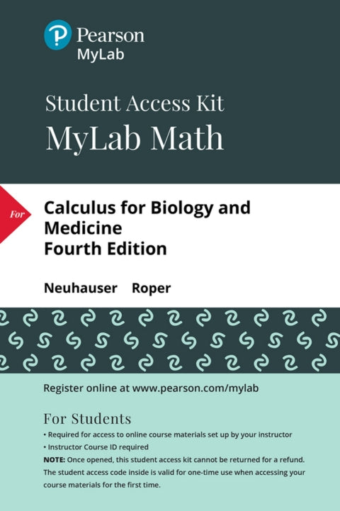Mylab Math With Pearson Etext 24 Month Standalone Access Card For Calculus For Biology & Medicine