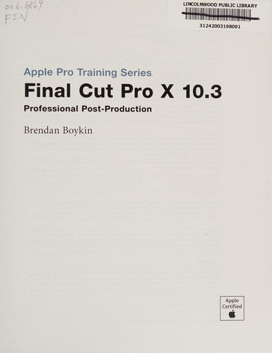 Final Cut Pro X 10.3 Apple Pro Training Series