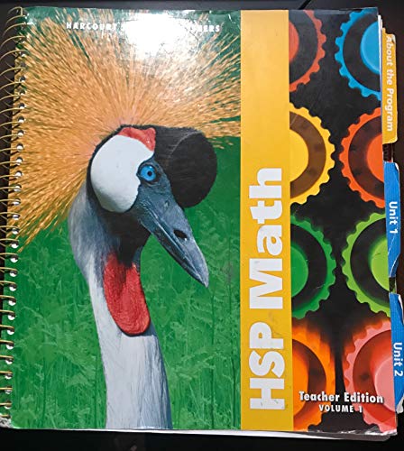 HSP Math, Teacher Edition, Grade 3, Vol. 1 [Paperback] Harcourt School Publishers