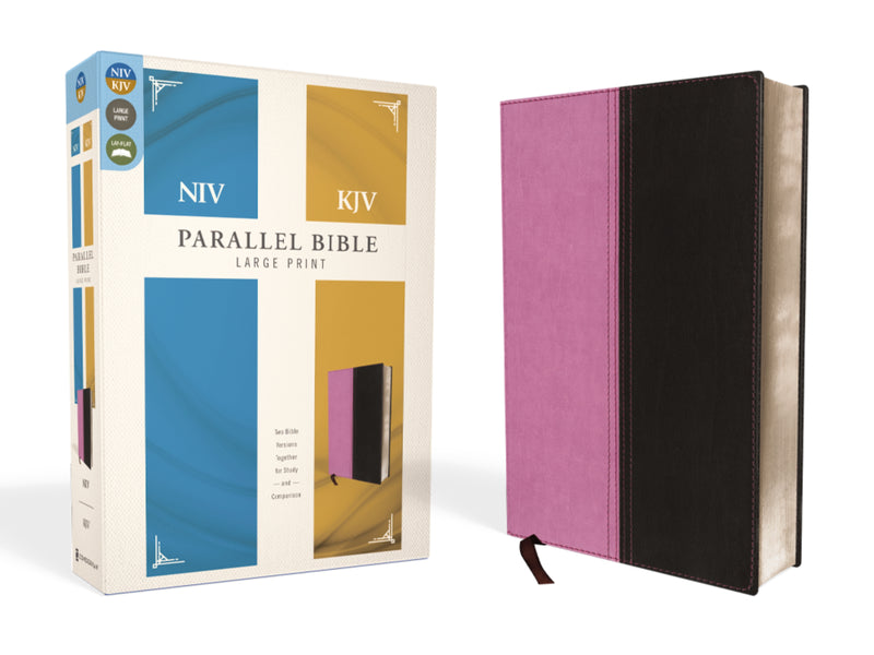NIV, KJV, Parallel Bible, Large Print, Leathersoft, Pink/Brown: The World's Two Most Popular Bible Translations Together