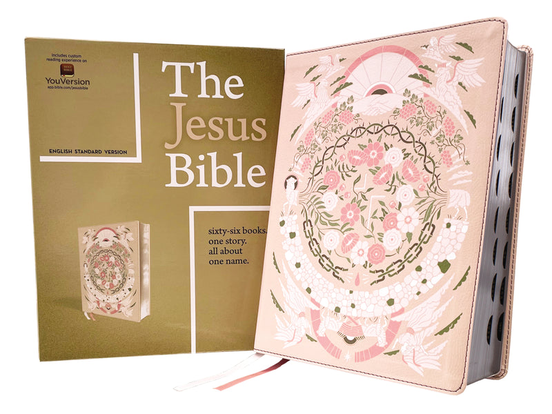 The Jesus Bible Artist Edition, ESV, (With Thumb Tabs to Help Locate the Books of the Bible), Leathersoft, Peach Floral, Thumb Indexed