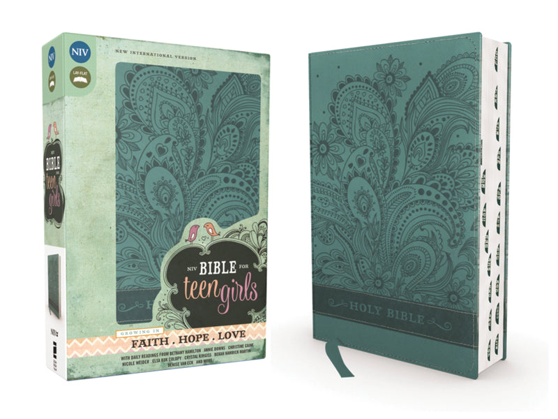 NIV, Bible for Teen Girls, Leathersoft, Blue, Thumb Indexed Tabs: Growing in Faith, Hope, and Love