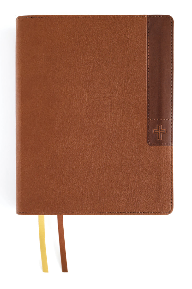 NIV, Journal the Word Bible (Perfect for Note-Taking), Large Print, Leathersoft, Brown, Red Letter, Comfort Print: Reflect, Take Notes, or Create Art Next to Your Favorite Verses