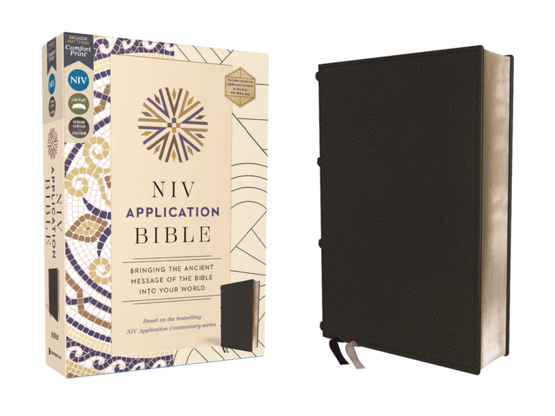 NIV Application Bible, Genuine Leather, Calfskin, Black, Red Letter, Comfort Print: Bringing the Ancient Message of the Bible into Your World