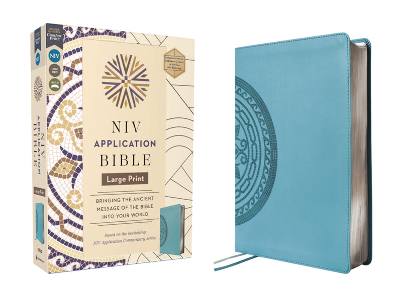 NIV Application Bible, Large Print, Leathersoft, Teal, Red Letter, Comfort Print: Bringing the Ancient Message of the Bible into Your World