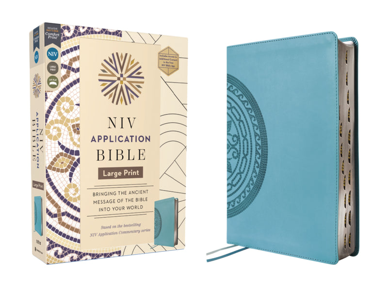 NIV Application Bible, Large Print, Leathersoft, Teal, Red Letter, Thumb Indexed, Comfort Print: Bringing the Ancient Message of the Bible into Your World
