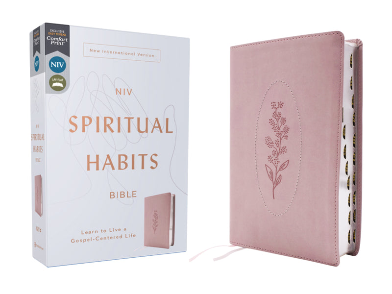 NIV, Spiritual Habits Bible, Leathersoft, Pink, Red Letter, Thumb Indexed, Comfort Print: Learn to Live a Gospel-Centered Life