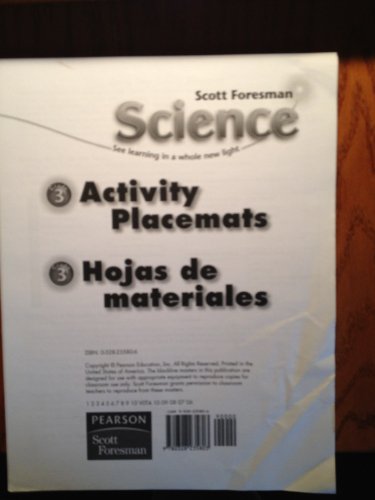 Scott Foresman Science: Grade 3 Activity Placemats [Textbook Binding] Pearson Education