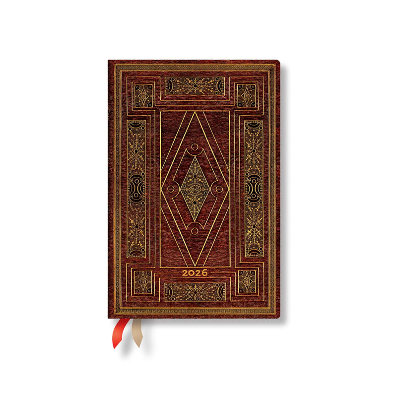 Paperblanks | 2026 First Folio | Shakespeare's Library | 12-Month Planner | Mini | Horizontal | Elastic Band | 160 Pg | 100 GSM