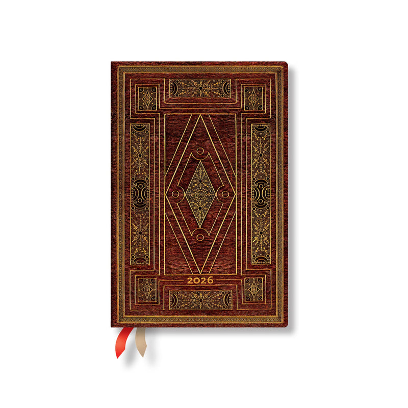 Paperblanks | 2026 First Folio | Shakespeare's Library | 12-Month Planner | Mini | Vertical | Elastic Band | 160 Pg | 100 GSM