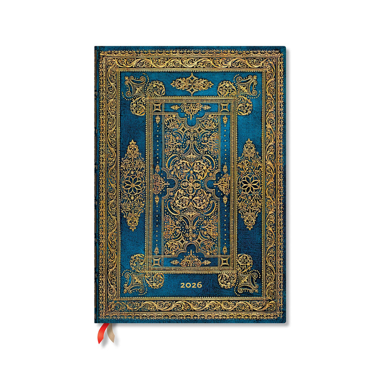Paperblanks | 2026 Blue Luxe | Luxe Design | 12-Month Planner | Grande | Vertical | Elastic Band | 160 Pg | 100 GSM
