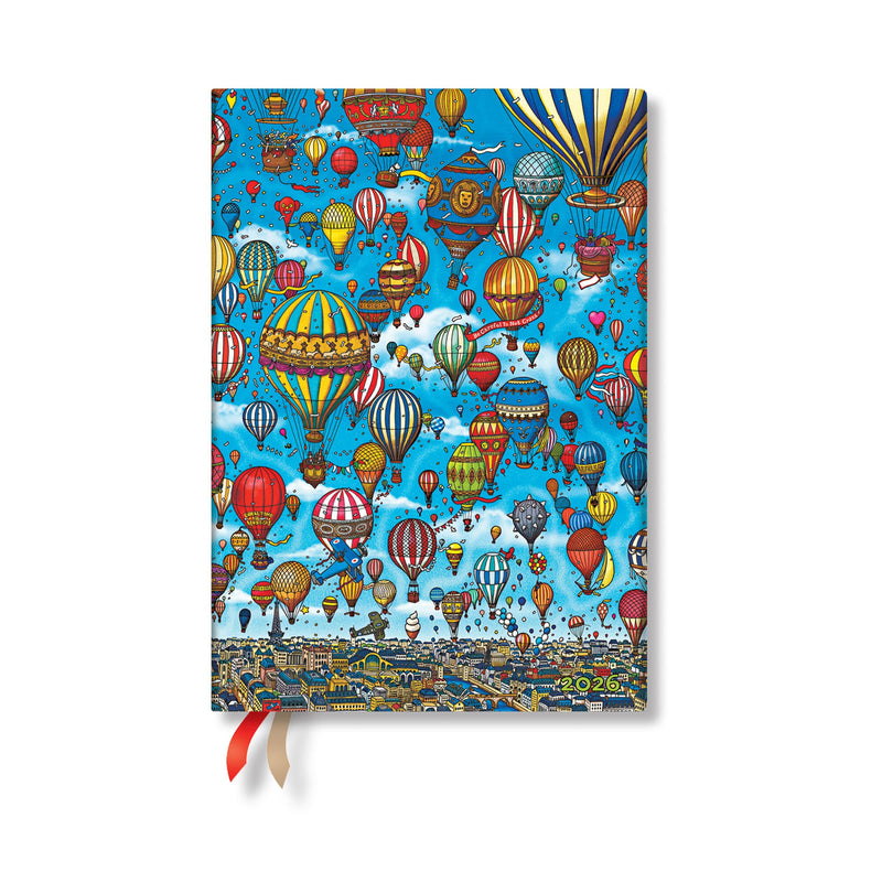 Paperblanks | 2026 Balloon Festival | Pierre the Maze Detective | 12-Month Planner Flexis | Midi | Day-at-a-Time | Elastic Band | 432 Pg | 80 GSM