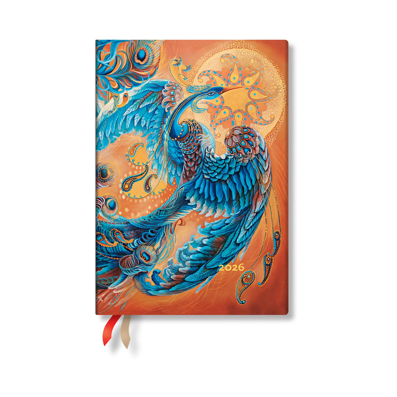 Paperblanks | 2026 Skybird | Birds of Happiness | 12-Month Planner Flexis | Midi | Vertical | Elastic Band | 176 Pg | 100 GSM