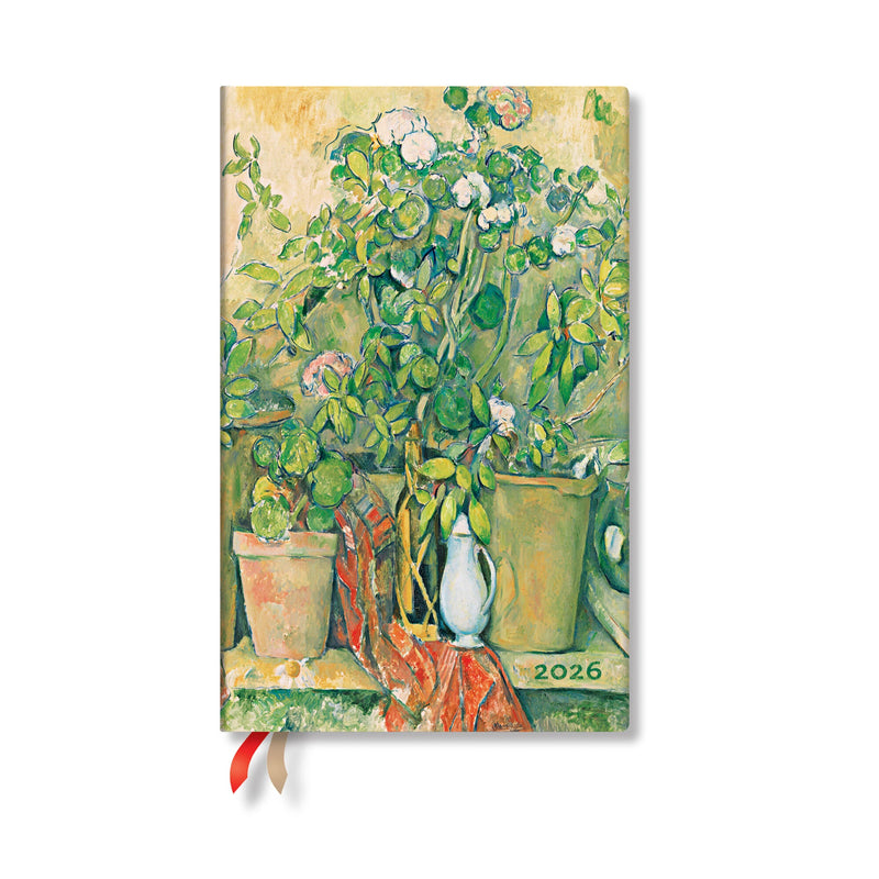 Paperblanks | 2026 Cezanne's Terracotta Pots and Flowers | Cezanne's Terracotta Pots and Flowers | 12-Month Planner Flexis | Maxi | Day-at-a-Time | Elastic Band | 400 Pg | 80 GSM